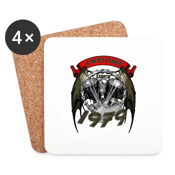 Awesome since 1979, biker's birthday - Coasters (set of 4) - white - Front