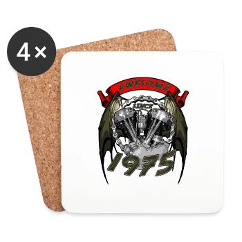 Génial depuis 1975, anniversaire du motard - Dessous de verre (lot de 4) - blanc - Devant