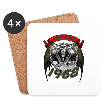 Génial depuis 1968, anniversaire du motard - Dessous de verre (lot de 4) - blanc - Devant