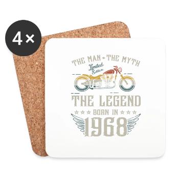 L'homme Le Mythe La Légende Né En 1968 Cadeau - Dessous de verre (lot de 4) - blanc - Devant