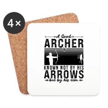 A Good Archer Is Archery Bowhunter Shooting Archer - Untersetzer (4er-Set) - Weiß - Vorne