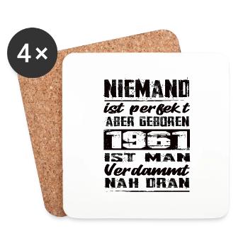Niemand Is Perfekt Aber geboren 1961 Geburtstag - Untersetzer (4er-Set) - Weiß - Vorne
