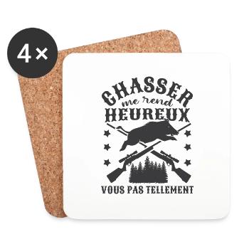 Chasser Me Rend Heureux - Dessous de verre (lot de 4) - blanc - Devant