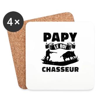 Papy Le Roi Chasseur - Dessous de verre (lot de 4) - blanc - Devant