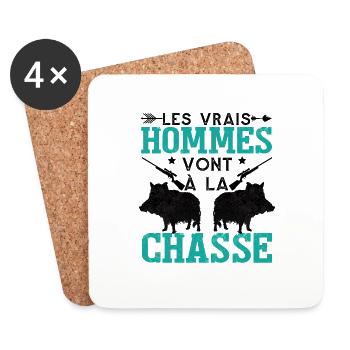 Hommes Chasse Chasseur Papy - Dessous de verre (lot de 4) - blanc - Devant