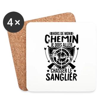 Chasser Le Sanglier - Dessous de verre (lot de 4) - blanc - Devant