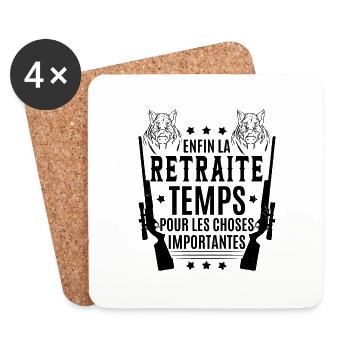 Retraite Chasse Homme Chasseur - Dessous de verre (lot de 4) - blanc - Devant