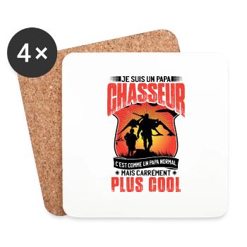 Je Suis Un Papa Chasseur - Dessous de verre (lot de 4) - blanc - Devant