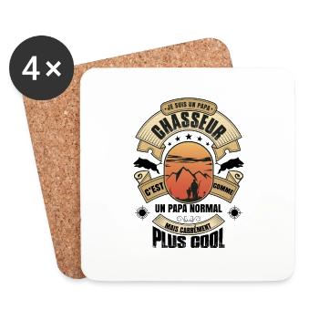 Je Suis Un Papa Chasseur - Dessous de verre (lot de 4) - blanc - Devant