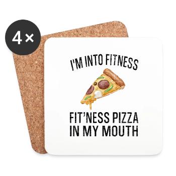Funny I'm Into Fitness Pizza In My Mouth - Coasters (set of 4) - white - Front