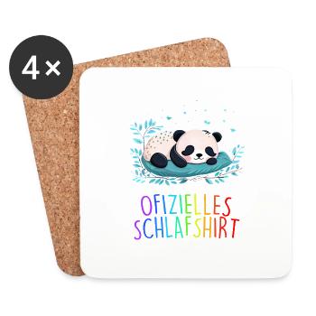 Offizielles Schlafshirt Panda Pandabär Nachtshirt - Untersetzer (4er-Set) - Weiß - Vorne