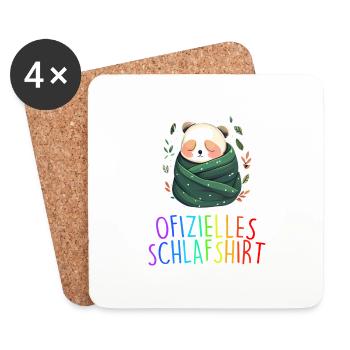 Offizielles Schlafshirt Panda Pandabär Nachtshirt - Untersetzer (4er-Set) - Weiß - Vorne