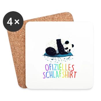 Offizielles Schlafshirt Panda Pandabär Nachtshirt - Untersetzer (4er-Set) - Weiß - Vorne