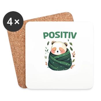 Positiv Müde Panda Pandabären Fun Nachthemd Pajama - Untersetzer (4er-Set) - Weiß - Vorne