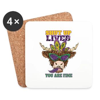 Tenez le foie Ils sont belle vache Mardi Gras - Dessous de verre (lot de 4) - blanc - Devant