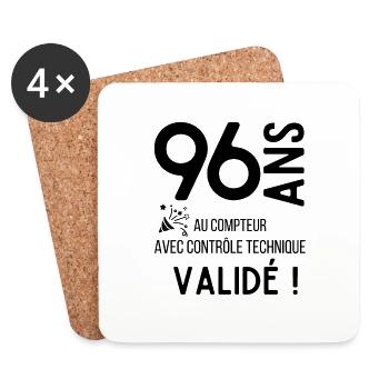 Anniversaire 96 ans humour adulte cadeau - Dessous de verre (lot de 4) - blanc - Devant
