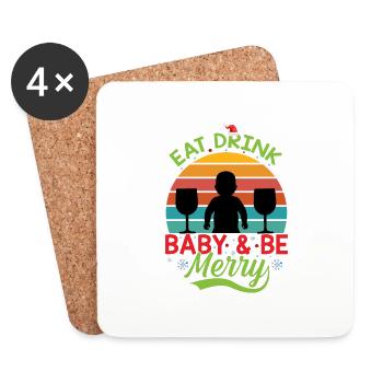 Baby Shirt - Untersetzer (4er-Set) - Weiß - Vorne