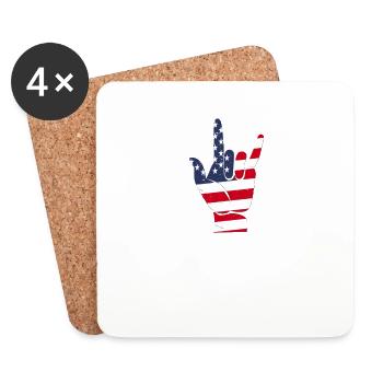 Merica Rock Zeichen - Untersetzer (4er-Set) - Weiß - Vorne