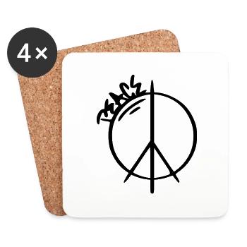 Peace Sign Drawing Peace Sketch black - Coasters (set of 4) - white - Front