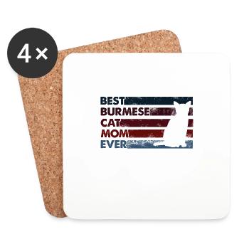 Meilleure mère de tous les temps - Chat birman - Dessous de verre (lot de 4) - blanc - Devant