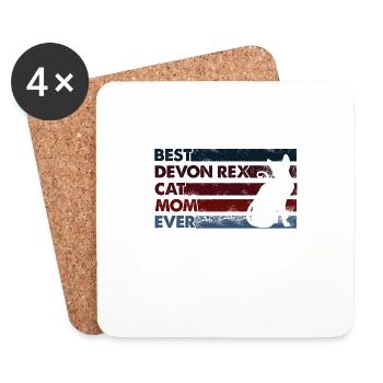 Best Mom Ever - Devon Rex Cat - Coasters (set of 4) - white - Front