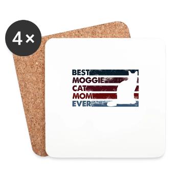Meilleure mère de tous les temps - Moggie Cat - Dessous de verre (lot de 4) - blanc - Devant