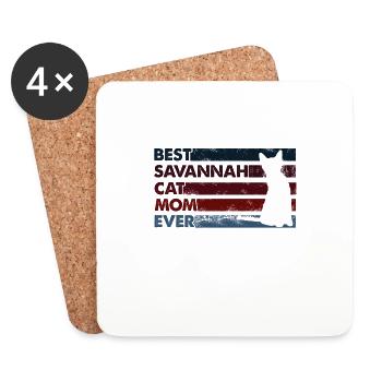 Best Mother Ever - Savannah Cat - Coasters (set of 4) - white - Front