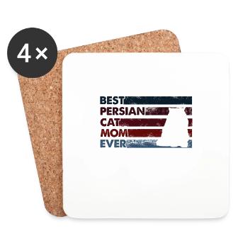 Meilleure mère de tous les temps - Chat persan - Dessous de verre (lot de 4) - blanc - Devant