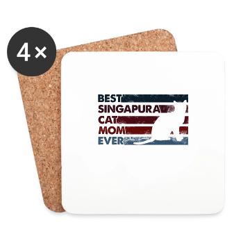 Meilleure mère de tous les temps - Singapura Cat - Dessous de verre (lot de 4) - blanc - Devant