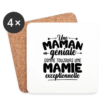 Maman géniale donne toujours mamie exceptionelle - Dessous de verre (lot de 4) - blanc - Devant