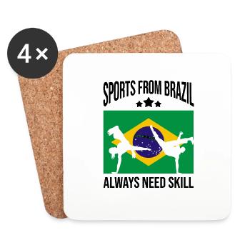 Instruments de capoeira pour la danse brésilienne - Dessous de verre (lot de 4) - blanc - Devant