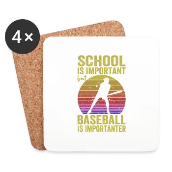 L’année d’école est importante, mais le baseball - Dessous de verre (lot de 4) - blanc - Devant