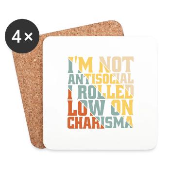 I'm Not Antisocial, I Rolled Low On Charisma 6 - Untersetzer (4er-Set) - Weiß - Vorne