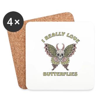 j'aime les papillons - Dessous de verre (lot de 4) - blanc - Devant