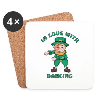 Danse d’un lutin le jour de la Saint-Patrick en Irlande - Dessous de verre (lot de 4) - blanc - Devant