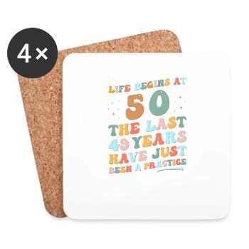 50. Geburtstag Mann Frau 2023 Funny Groovy Life - Untersetzer (4er-Set) - Weiß - Vorne