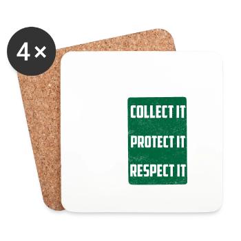 Collect It Protect It Respect It Funny TCG Trading - Coasters (set of 4) - white - Front