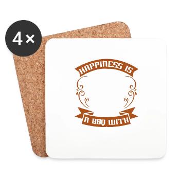 HAPPINESS IS A BBQ WITH FRIEND - Coasters (set of 4) - white - Front