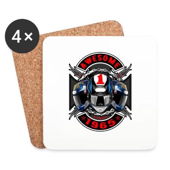 Génial depuis 1965, anniversaire du motard - Dessous de verre (lot de 4) - blanc - Devant