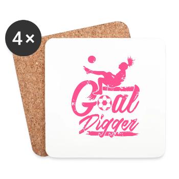 Goal Digger Retro Funny Football Player Designs - Dessous de verre (lot de 4) - blanc - Devant