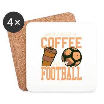What I Need Is Coffee & My Football Retro Funny - Untersetzer (4er-Set) - Weiß - Vorne