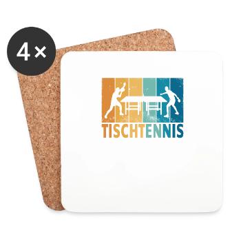 Tischtennis Zubehör Pingpong Motiv - Untersetzer (4er-Set) - Weiß - Vorne