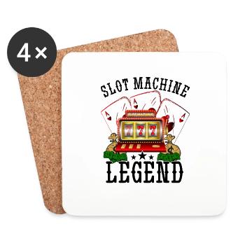 Casino Gambling Slot Machine à sous Jeu de cartes - Dessous de verre (lot de 4) - blanc - Devant