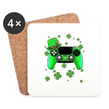 Game Console St Patricks Day Gamer - Coasters (set of 4) - white - Front