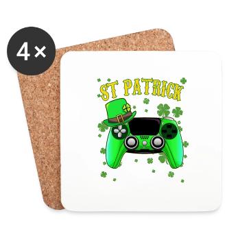 St Patricks Day Lucky Gamer Green Gaming Controlle - Dessous de verre (lot de 4) - blanc - Devant