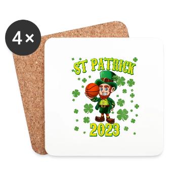 Enfants Basketball St Patricks Day Lucky Basketball - Dessous de verre (lot de 4) - blanc - Devant
