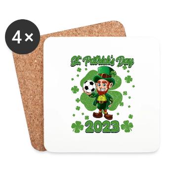 Mignon St Patrick 2023 Enfants Soccer Ball Green Leprec - Dessous de verre (lot de 4) - blanc - Devant
