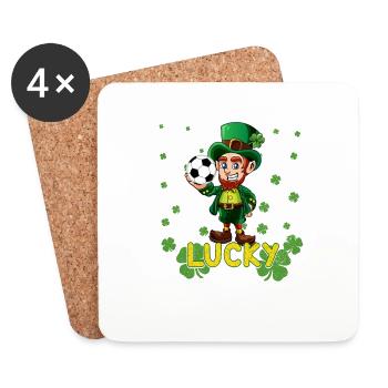 St Patricks Day Lucky Kids Soccer Game - Dessous de verre (lot de 4) - blanc - Devant