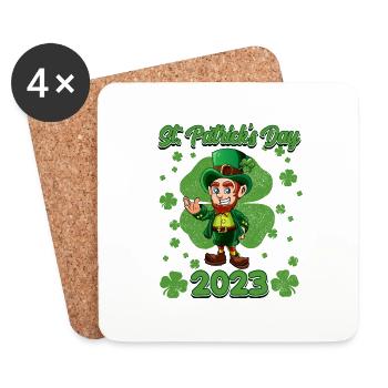 St Patricks Day 2023 Cute Leprechaun - Coasters (set of 4) - white - Front