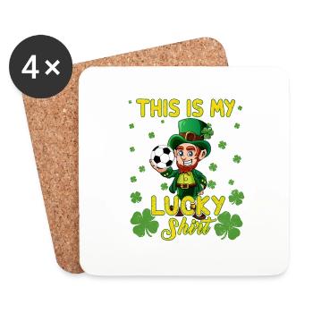 Lucky Leprechaun Kinder Fußball St. Patricks Tag - Untersetzer (4er-Set) - Weiß - Vorne